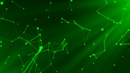 Poster - Futuristic animation with glowing triangles in slow motion, seamless loop. Motion. Plexus flying futuristic triangular silhouettes.