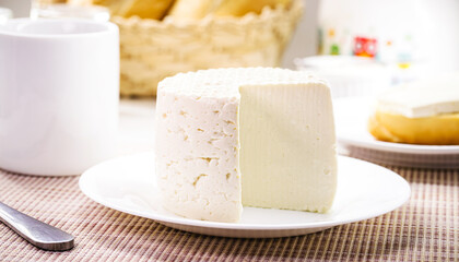 Sticker - Homemade cheese made in Minas Gerais, organic dairy called Minas cheese, typical Brazilian breakfast