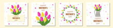 Set Happy Mother's Day Floral Cards Suitable For Social Media Print Decoration Invitation Cards And Other Mother's Day Related Activities Vector Illustration