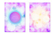 © Holo Art - Neon Fluid. Space Fluorescent Template. Minimal Background. Trendy Dots. Science Flyer. Digital Pattern. Retro Layout. Purple Soft Presentation. Blue Neon Fluid