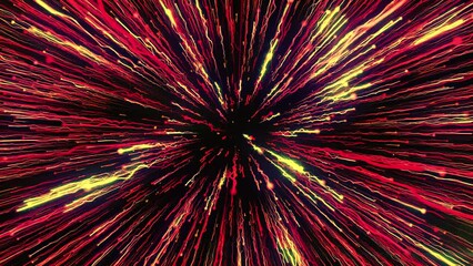 Poster - Colorful fireworks animation on a black background. Motion. Yellow and red exploding fireworks in the night sky.