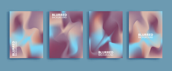 Wall Mural - Blurred backgrounds set with modern abstract blurred color gradient patterns on white. Smooth templates collection for brochures, posters, banners, flyers and cards. Vector illustration.