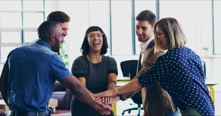 Poster - Another fine job guys. 4K video footage of a group of coworkers celebrating success in a modern office.