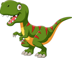 Wall Mural - cartoon green dinosaur on white background