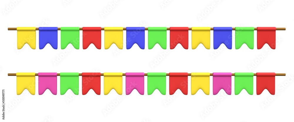 Colorful Festa Junina Party Flags Garland in Straight Line Isolated 3D ...