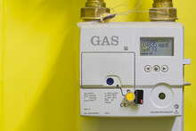 Electric Gas Meter Display Panel. Domestic Smart Meter Installed. Concept For Energy Supplier And Price Rise.
