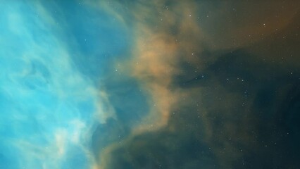 flying through the stars and blue nebula in space. galaxy exploration through outer space towards gl
