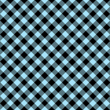 Gingham Pattern. Seamless Pale Turquoise Blue Black Colorful Diagonal Checkered Pattern. Good For Plaid, Tablecloths, Clothes, Dresses, Paper, Bed Linen.