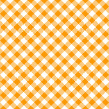 Gingham Pattern. Seamless Orange White Colorful Diagonal Checkered Pattern. Good For Plaid, Tablecloths, Clothes, Dresses, Paper, Bed Linen.