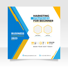 Poster - Digital marketing live webinar and business conference social media post template