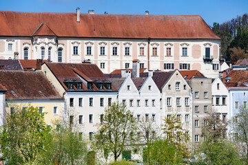 Wall Mural - city view of steyr in upper austria with castle lamberg 