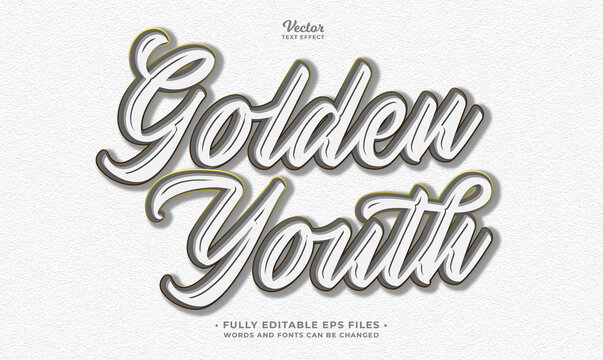 golden youth minimalist white text effect editable eps cc	