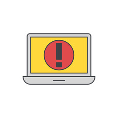 Poster - Laptop with warning sign icon in color icon, isolated on white background 