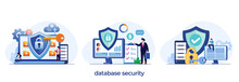 Database Security, Data Center, Programming, Engineer, Technology, Secure And Protection Flat Illustration Vector