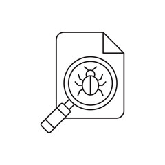 Poster - File with bug or malware icon in line style icon, style isolated on white background