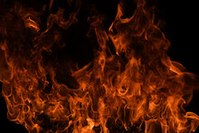 Fire Flame Texture For Banner Background. Burn Abstract Lights. Burning Big Flame. Blaze Flames Overlay Background.