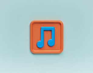Poster - 3d render simple music Icon isolated. song, sound, audio sign.