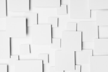 Poster - white abstract geometric background with paper squares in bright light with shadows, top view. simpl