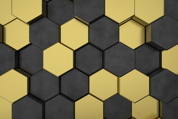 Wall Mural - abstract background of hexagon. modern tile wall. 3d rendering.