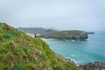 Wall Mural - Playa de Troenzo and Playa de la Tayada on the Borizu peninsula in the town of Llanes. Asturias. Spain