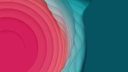 Wall Mural - colorful paper layers. 3d abstract gradient papercut. colorful origami shape concept