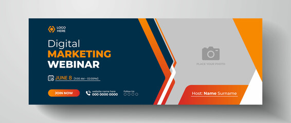 Poster - digital marketing webinar facebook cover banner design, corporate business webinar web banner templa