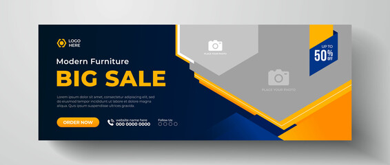 Wall Mural - modern furniture big sale facebook cover page design, web banner for furniture sale, sale banner tem