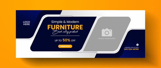 Wall Mural - modern furniture sale facebook cover page design timeline design, web banner for furniture product s