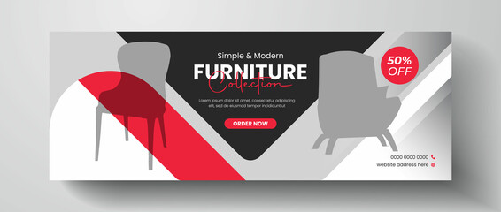 Poster - Furniture sale facebook cover page design, web banner for furniture product promotion, sale banner template