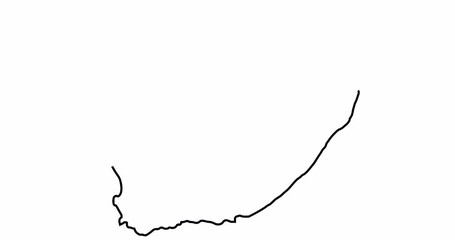 Poster - Drawing contour map South Africa, delineation border countries South Africa