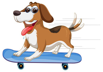 Poster - A beagle dog on skateboard