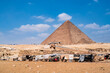 Scene of all the street stalls around the Sphinx and the Pyramids. Photograph taken in Giza, Cairo, Egypt.