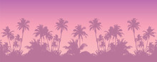 Tropical Palm Tree Silhouette Background Summer Holiday Design