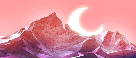 Aufkleber - Futuristic metaverse digital world technology cyber blockchain background with modern wireframe terrain mountain design for entertainment virtual Concept, AR, VR, digital world-3d Rendering