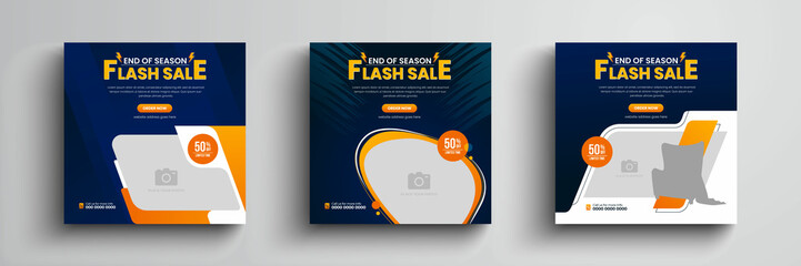 Wall Mural - flash sale social media post design, square sale banner set layout, product promotion instagram temp