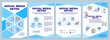 Social media detox blue brochure template. Freedom from internet. Leaflet design with linear icons. 4 vector layouts for presentation, annual reports. Arial-Black, Myriad Pro-Regular fonts used