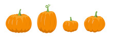 Pumpkin Set. Orange Pumpkin, Fall, Halloween. Flat, Vector