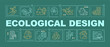 Ecological architecture word concepts dark green banner. Renewable resources. Infographics with icons on color background. Isolated typography. Vector illustration with text. Arial-Black font used