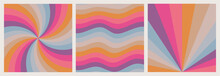 Stripy Swirl Rays Backgrouns In Vintage Colours 70's Style