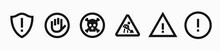 Warning Caution Alert Error Icons Set. Warning Isolated Signs. Triangle Attention Symbols On The White Background. Warning Concept Icon Symbols.