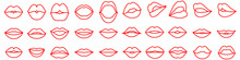 Lips Vector Icon Set. Kiss Illustration Sign Collection.  Woman Symbol. Love Logo.