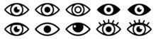 Eye Icon Set. Eyesight Symbol. Retina Scan Eye Icons. Simple Eyes Collection. Eye Silhouette. Vector EPS 10