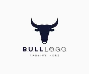 Wall Mural - Bull with nose ring logo design. Bull, and Ox logo design template.