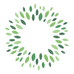 Illustration of a leaves wreath. Light background, logo, sign, emblem.