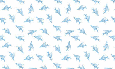  flying fish patterns Design Textile Background Vector Illustration 