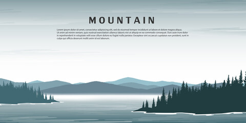 Wall Mural - landscape with mountains and lake