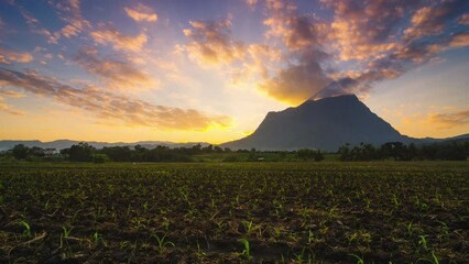 Wall Mural - time lapse video 4k motion.sunset and passing clouds doi luang chiang dao viewpoint, chiang mai. tha