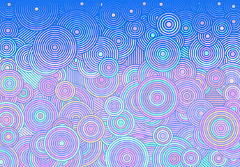 Poster - Abstract psychedelic background with circles and lines of various widths in modern optical illusion style.