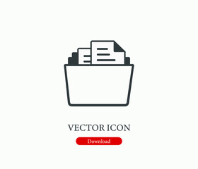 Poster - Folder vector icon. Editable stroke. Symbol in Line Art Style for Design, Presentation, Website or Apps Elements, Logo. Pixel vector graphics - Vector