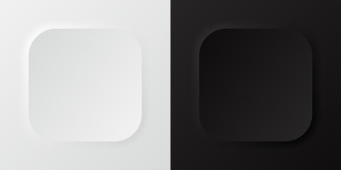 Aufkleber - Abstract 3d rounded square frame. Set of black and white shadow border for cosmetic product. Template of empty scene in top view with copy space for cosmetic and beauty presentation. Vector.